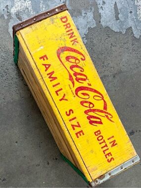 Coca-Cola Yellow Wood Crate with Red Logo